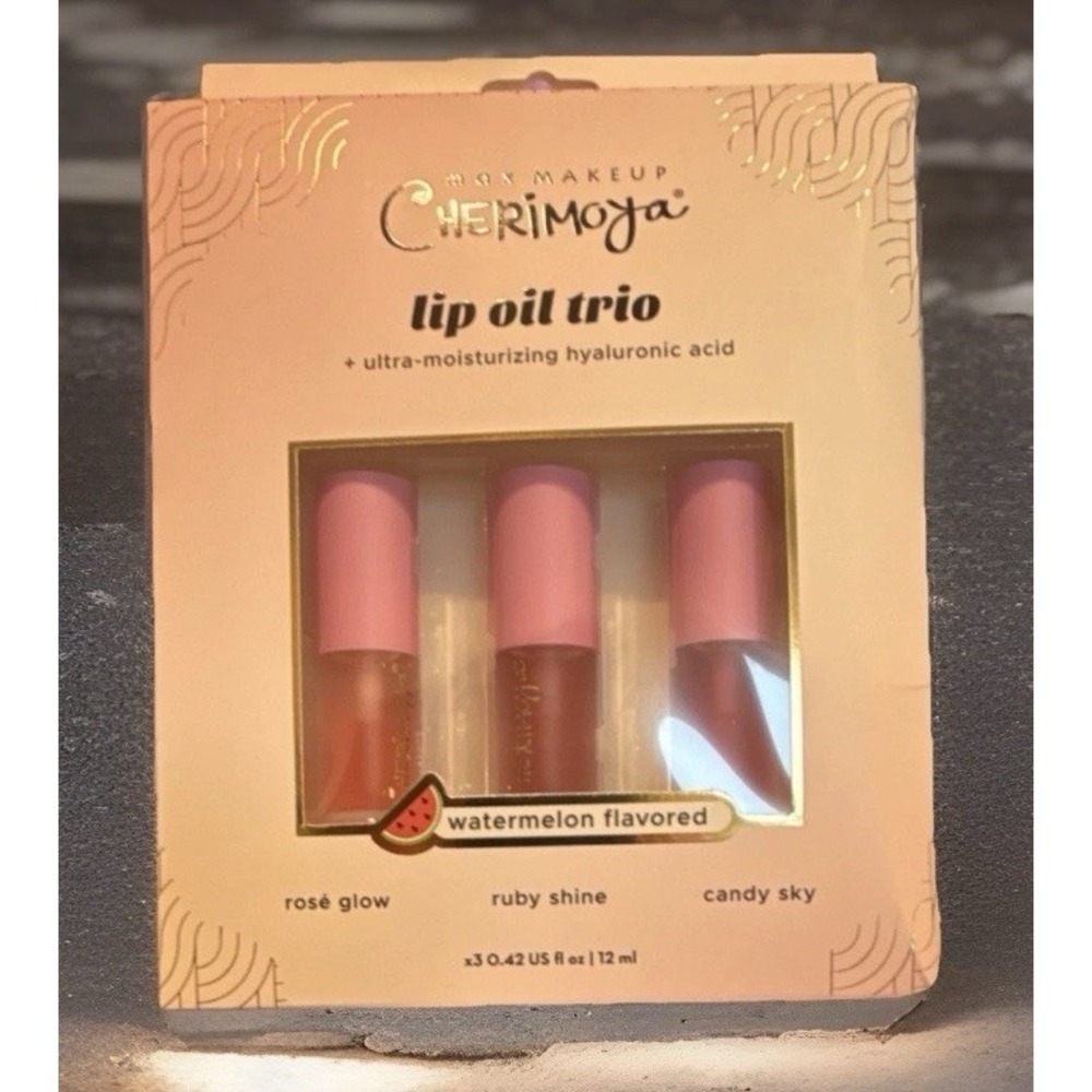 Cherimoya Lip Oil Trio Womens 0.42oz Multi NWT Hyaluronic Acid Watermelon CYSG27